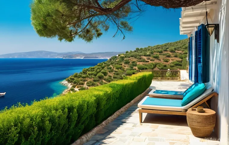 튀르키예의 현대적 관광 산업 - **Prompt:** "A serene and luxurious outdoor scene on the Turkish Aegean coast, featuring a boutique ...