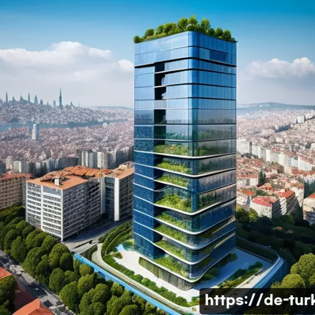 튀르키예 현대화 과정의 상징 건물 - A futuristic sustainable skyscraper in Istanbul, inspired by the Sapphire Tower, featuring sleek gla...