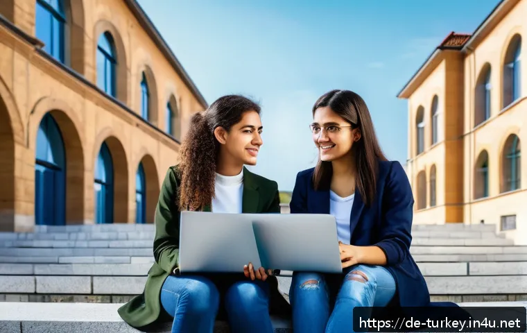 튀르키예 여성의 지위와 역할 - A diverse group of young Turkish women in a modern university setting, studying engineering and medi...
